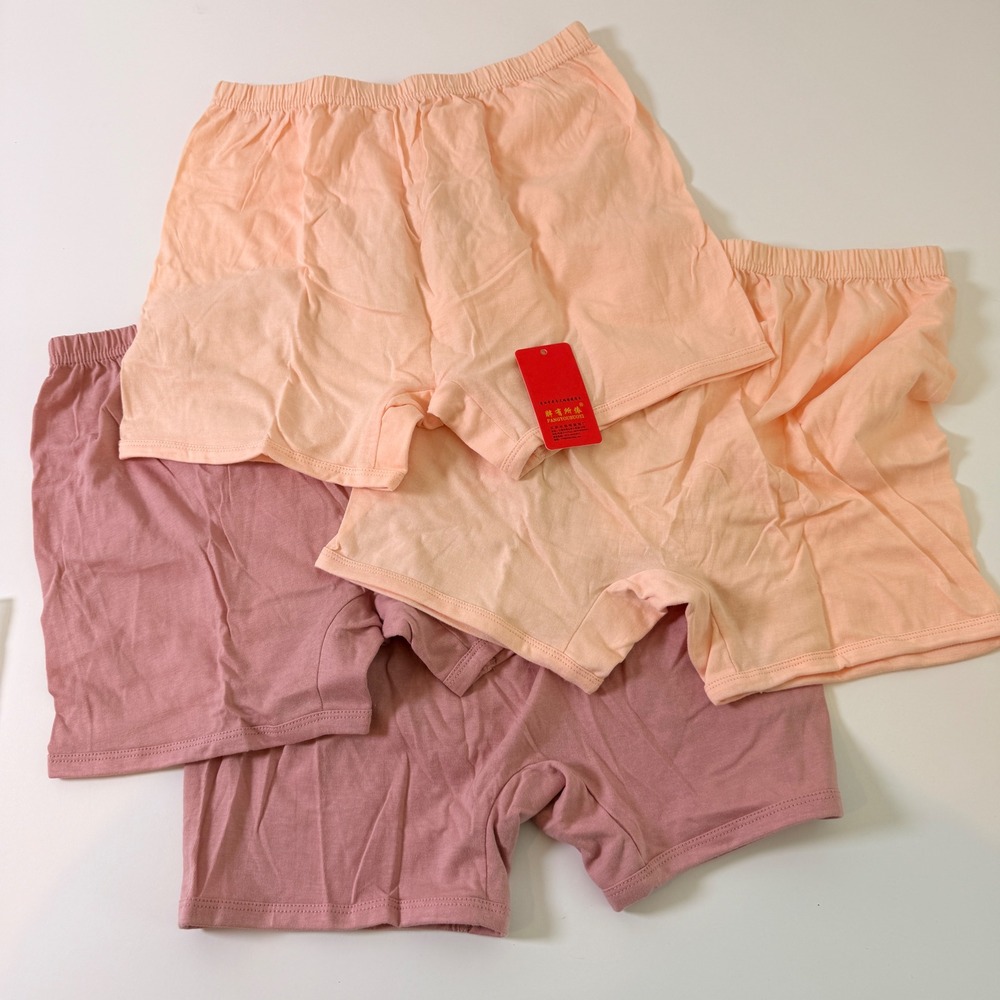 4 Pack Girls Underneath Shorts Size Large Peach Mauve Pink Cotton Underwear Set
